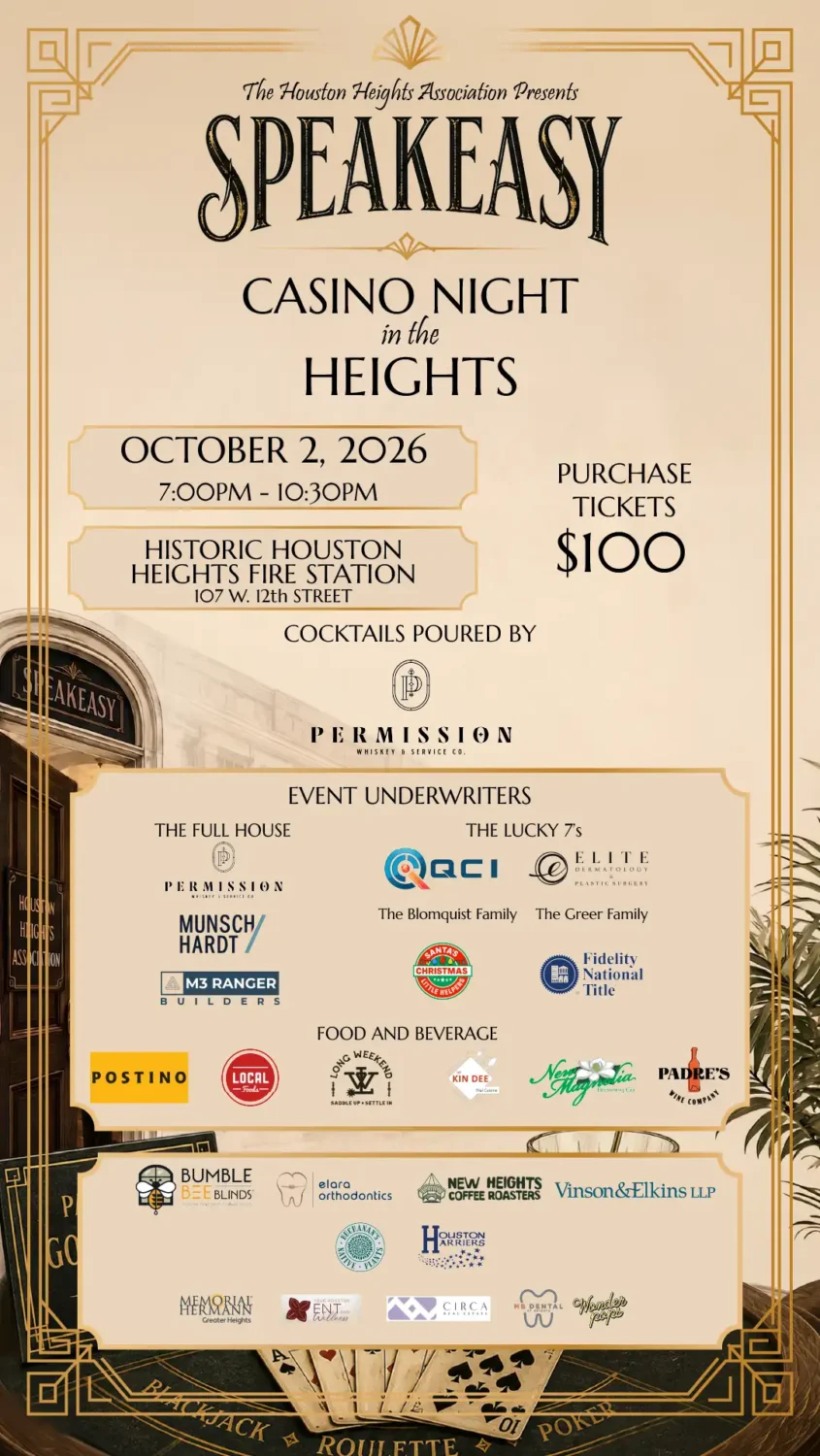 Speakeasy Casino Night in the Heights — Friday, October 2, 2026